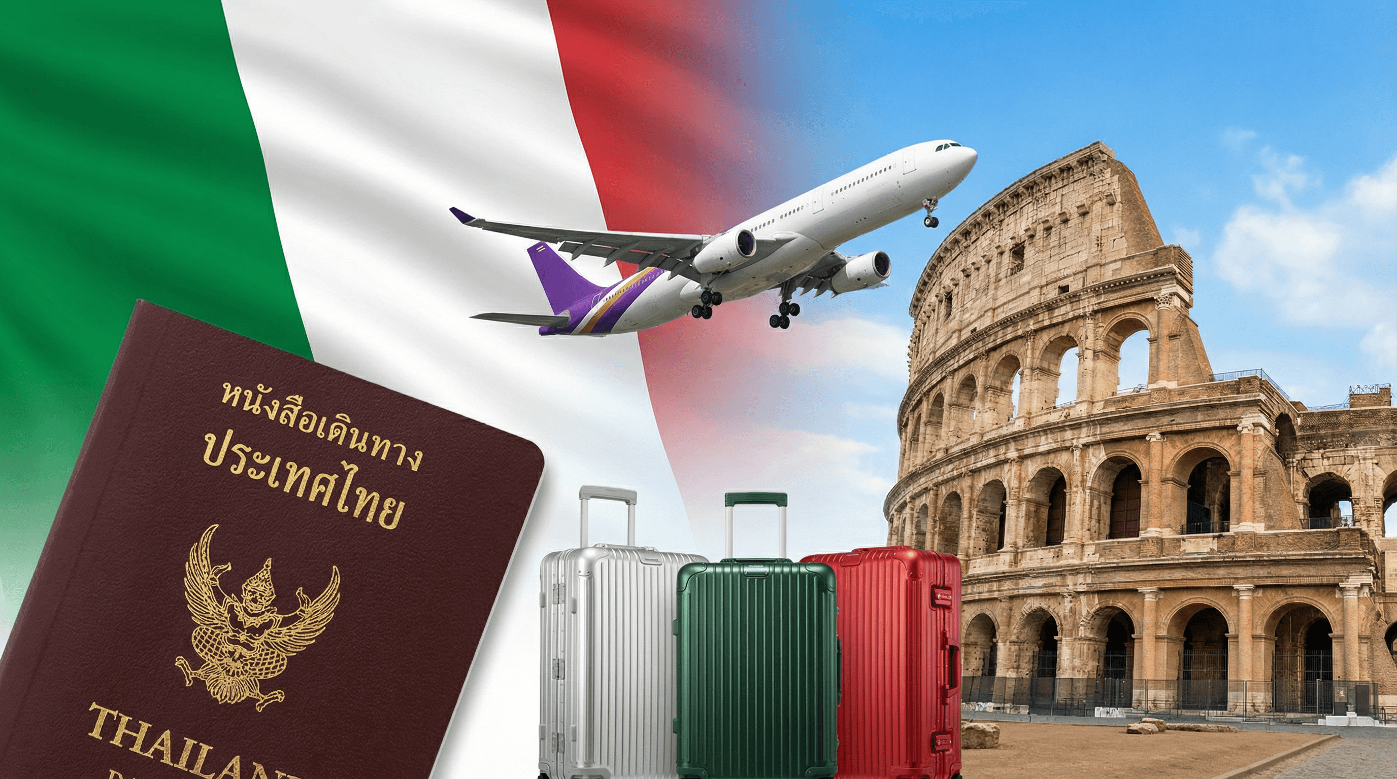 บริการรับทำวีซ่าอิตาลี Schengen หนังสือเดินทางไทยกับโคลอสเซียม กรุงโรม — Incentive Europe