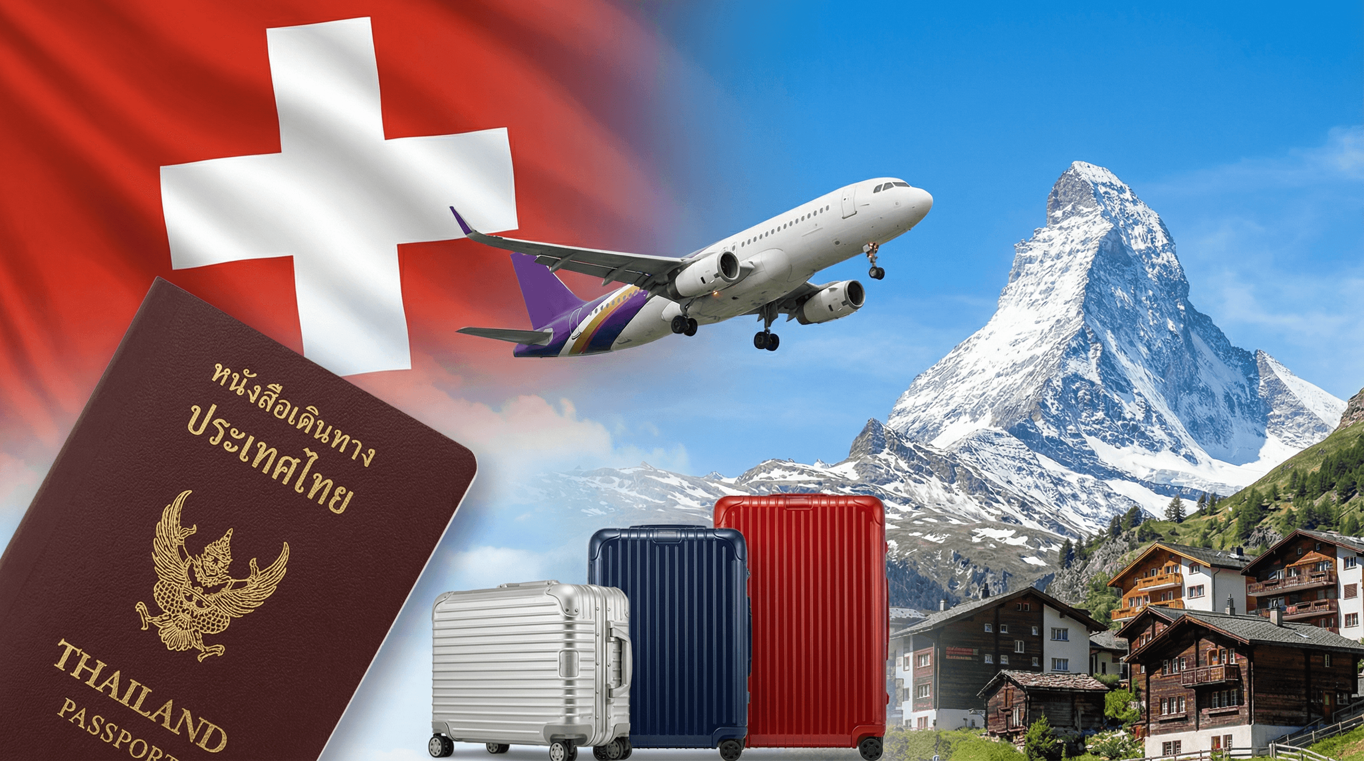 บริการรับทำวีซ่าสวิตเซอร์แลนด์ Schengen หนังสือเดินทางไทยกับภูเขา Matterhorn เซอร์แมท — Incentive Europe