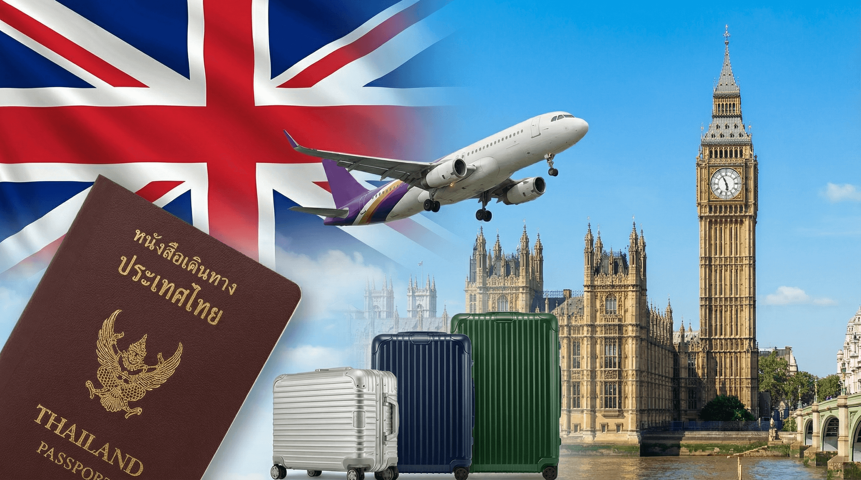 บริการรับทำวีซ่าอังกฤษ UK หนังสือเดินทางไทยกับ Big Ben และ Houses of Parliament ลอนดอน — Incentive Europe